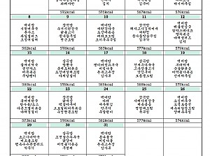 1월 식단표입니다